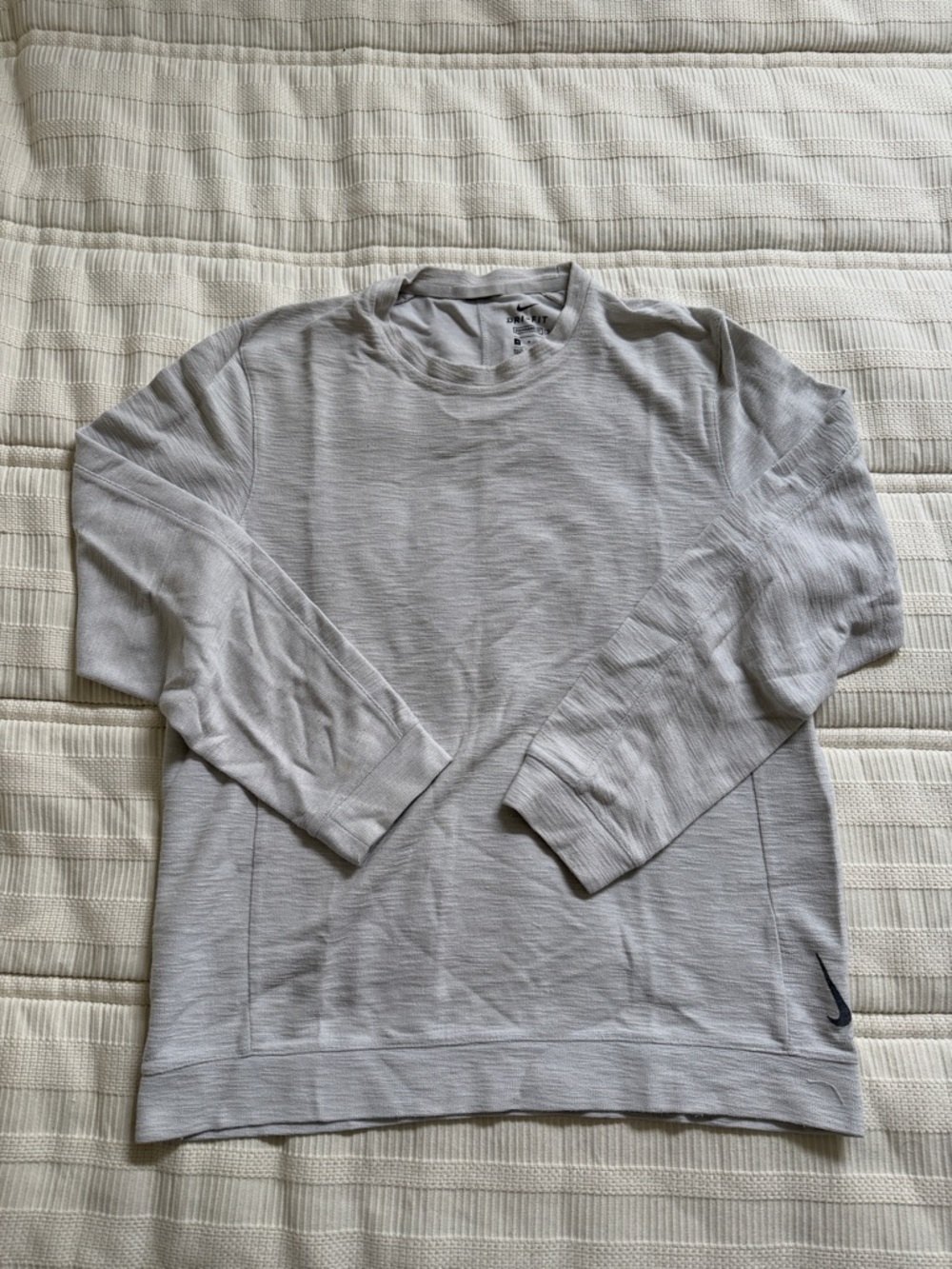 Nike Light Gray Crew Long Sleeve Performance Top